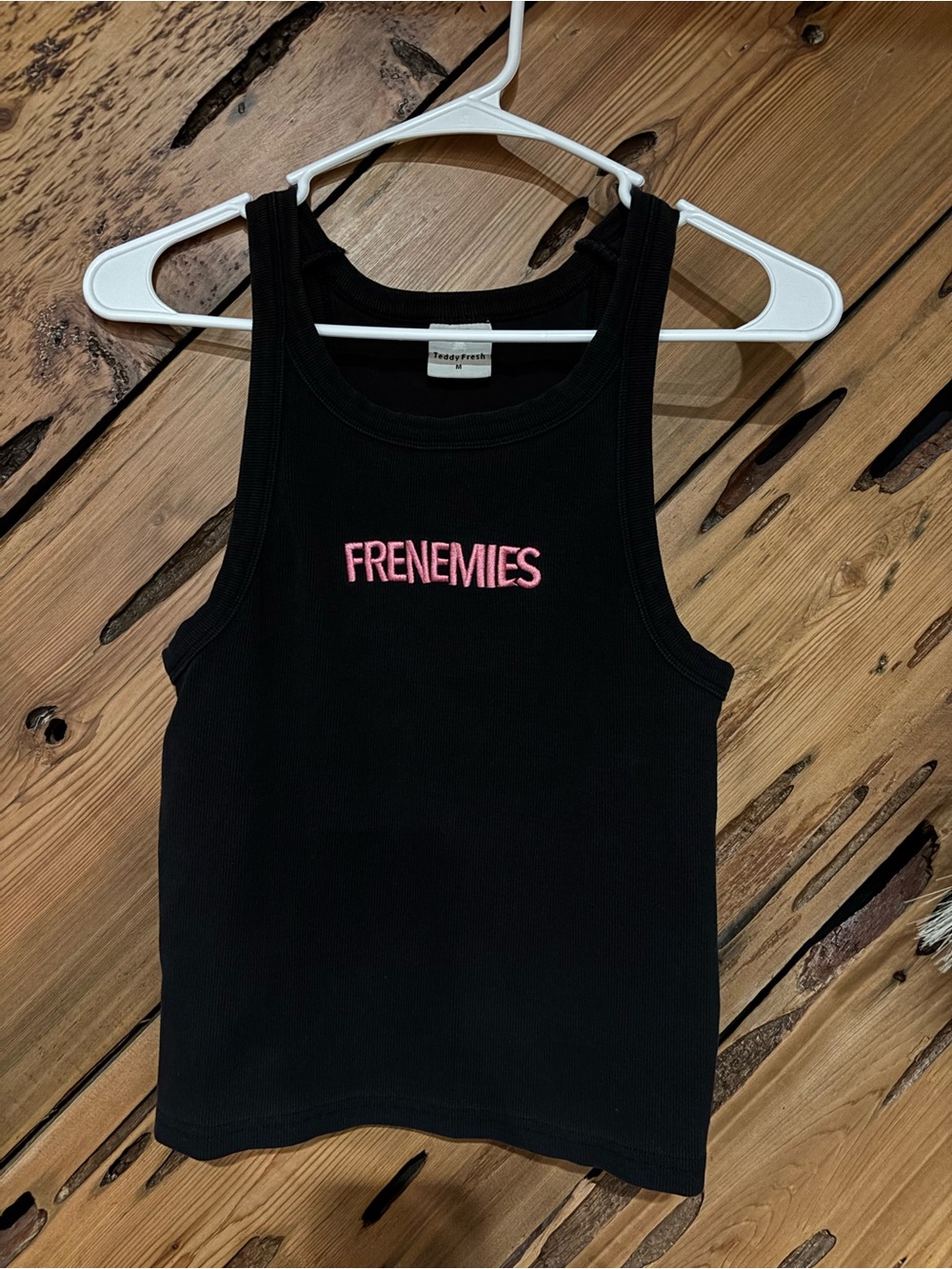 Teddy Fresh Black Tank with Pink "FRENEMIES" Embroidery